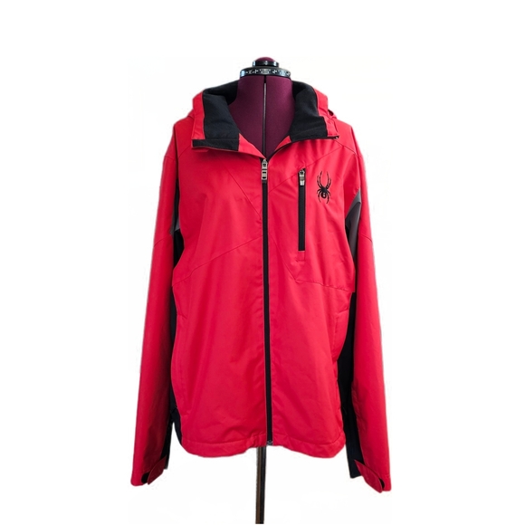 Spyder Men's Vibrant Red Ski Shell Jacket with Black Details - Picture 1 of 16